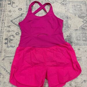 Hot Pink workout romper onesie